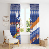 Marshall Islands Christmas Window Curtain Beachy Santa Monono ilo raaneoan Nejin - Polynesian Pride