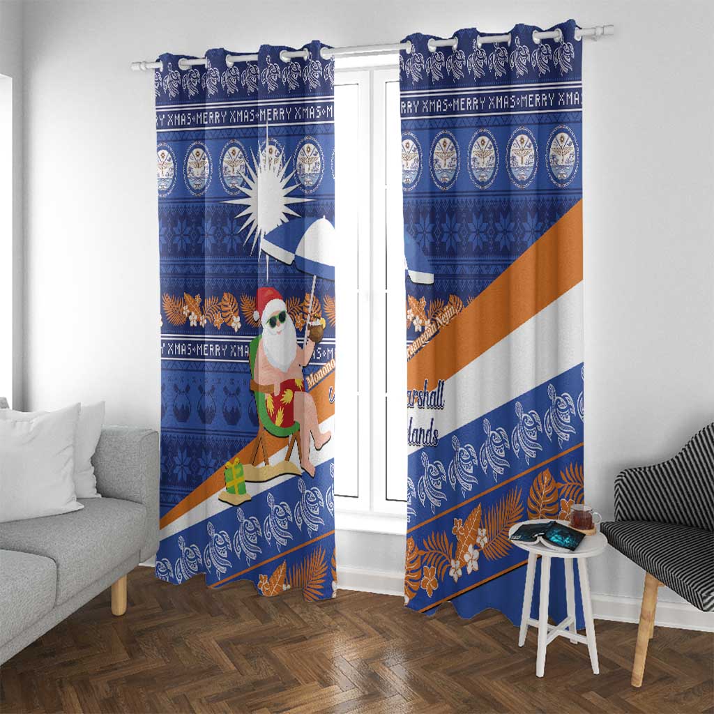 Marshall Islands Christmas Window Curtain Beachy Santa Monono ilo raaneoan Nejin - Polynesian Pride