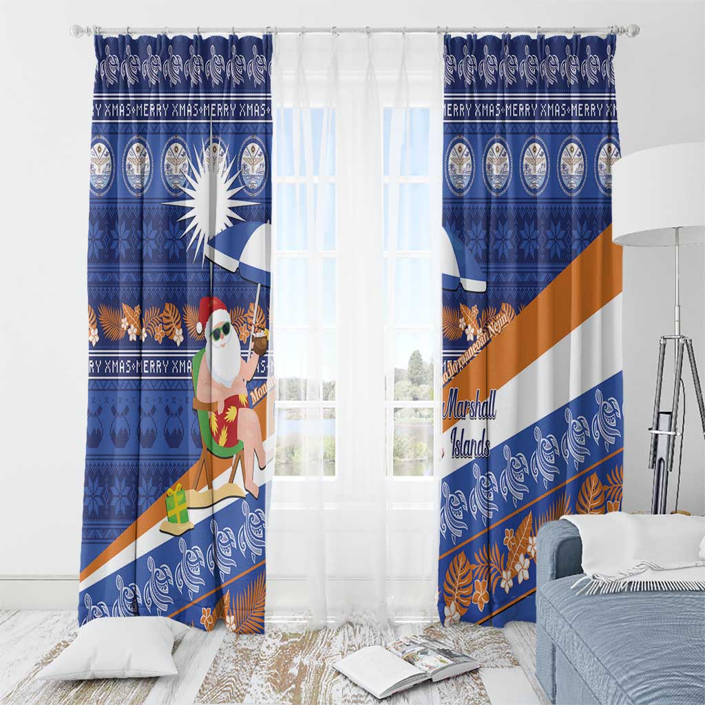 Marshall Islands Christmas Window Curtain Beachy Santa Monono ilo raaneoan Nejin - Polynesian Pride