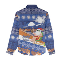 Marshall Islands Christmas Women Casual Shirt Beachy Santa Monono ilo raaneoan Nejin - Polynesian Pride