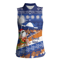 Marshall Islands Christmas Women Sleeveless Polo Shirt Beachy Santa Monono ilo raaneoan Nejin - Polynesian Pride