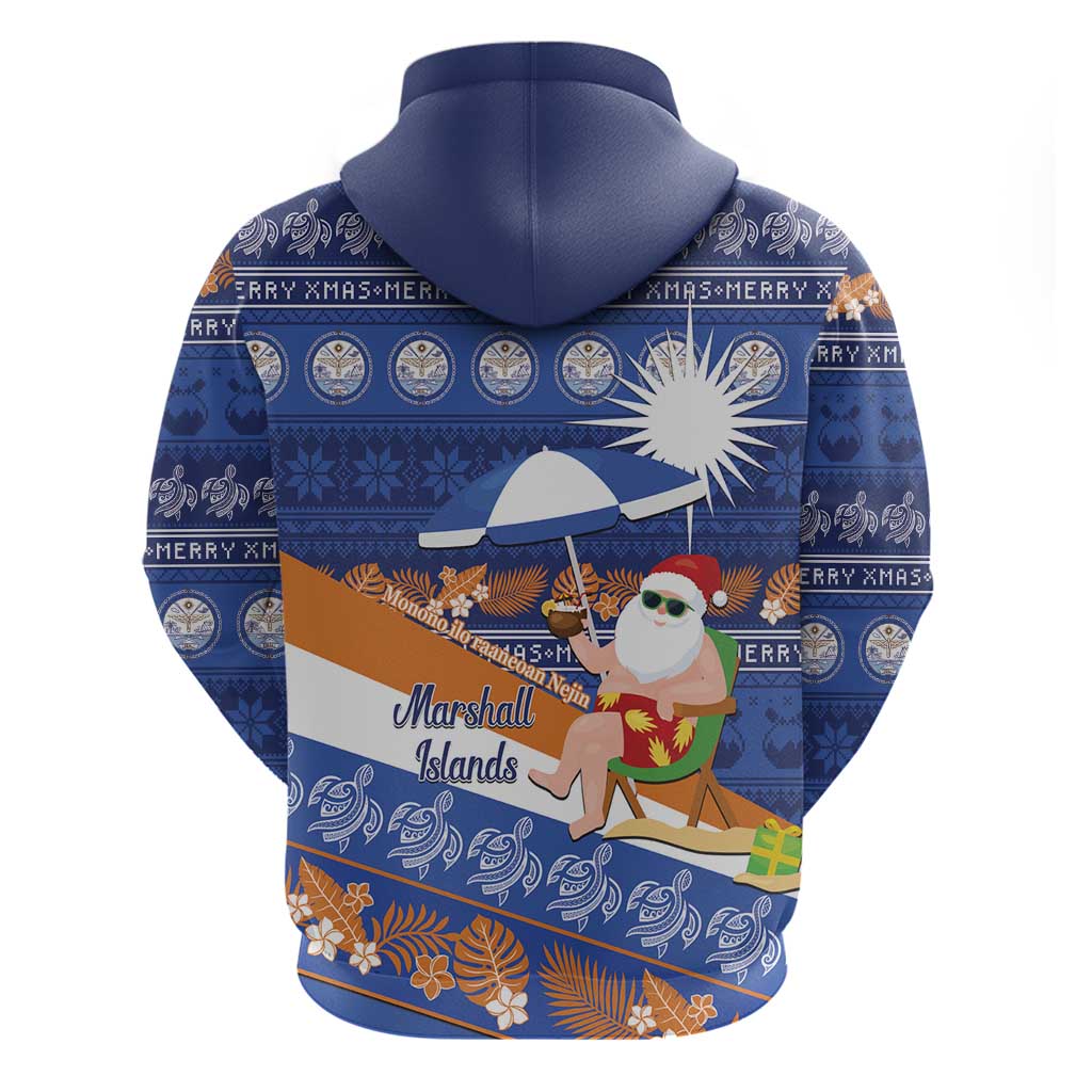 Marshall Islands Christmas Zip Hoodie Beachy Santa Monono ilo raaneoan Nejin - Polynesian Pride