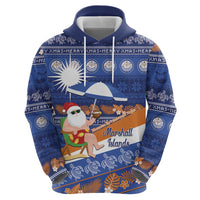 Marshall Islands Christmas Zip Hoodie Beachy Santa Monono ilo raaneoan Nejin - Polynesian Pride