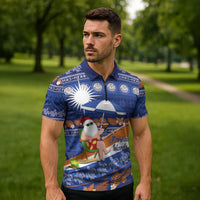 Marshall Islands Christmas Zipper Polo Shirt Beachy Santa Monono ilo raaneoan Nejin - Polynesian Pride