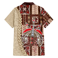 Samoa Tapau Family Matching Off Shoulder Short Dress and Hawaiian Shirt Samoan Siapo Pattern LT14 - Polynesian Pride