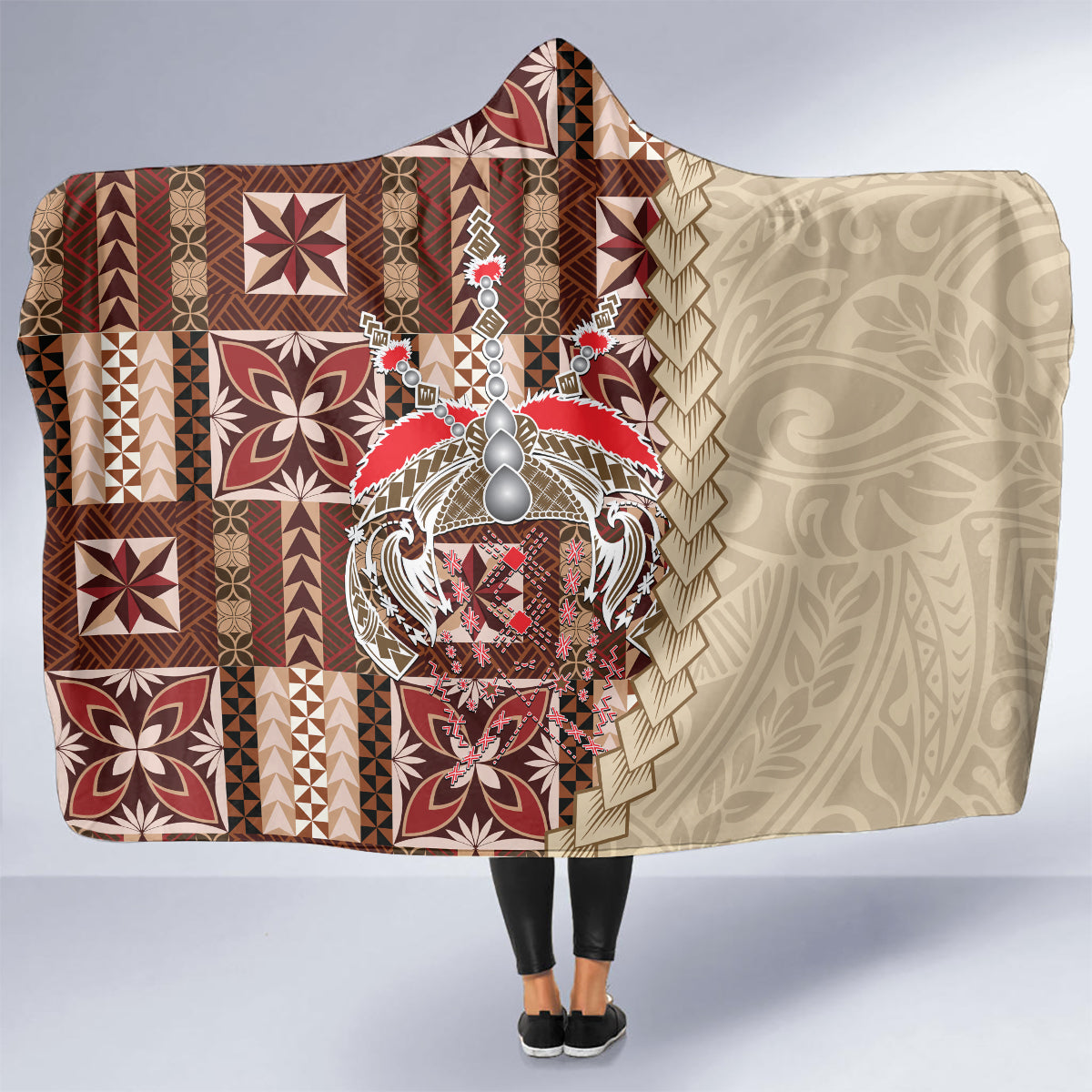 Samoa Tapau Hooded Blanket Samoan Siapo Pattern LT14 - Polynesian Pride