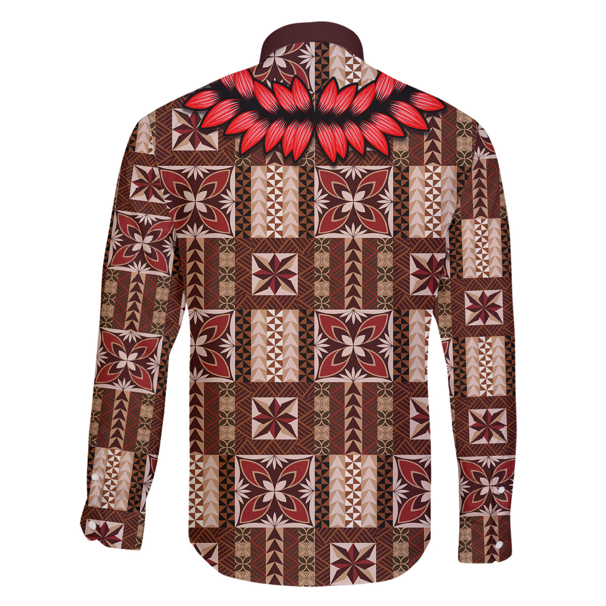 Samoa Siapo Family Matching Long Sleeve Bodycon Dress and Hawaiian Shirt Tapa Pattern Mix Ula Fala Hibiscus LT14 - Polynesian Pride