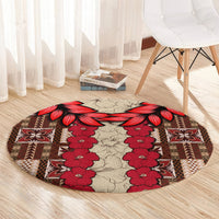 Samoa Siapo Round Carpet Tapa Pattern Mix Ula Fala Hibiscus LT14 - Polynesian Pride