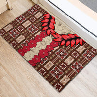 Samoa Siapo Rubber Doormat Tapa Pattern Mix Ula Fala Hibiscus LT14 - Polynesian Pride