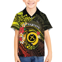 Vanuatu Christmas Family Matching Tank Maxi Dress and Hawaiian Shirt Vanuatuan Pig Tusk - Meri Krismas! LT14 Son's Shirt Black - Polynesian Pride