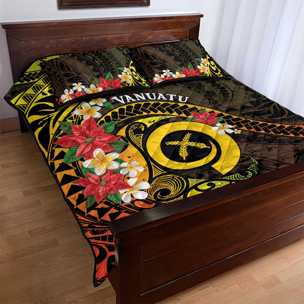 Vanuatu Christmas Quilt Bed Set Vanuatuan Pig Tusk - Meri Krismas!