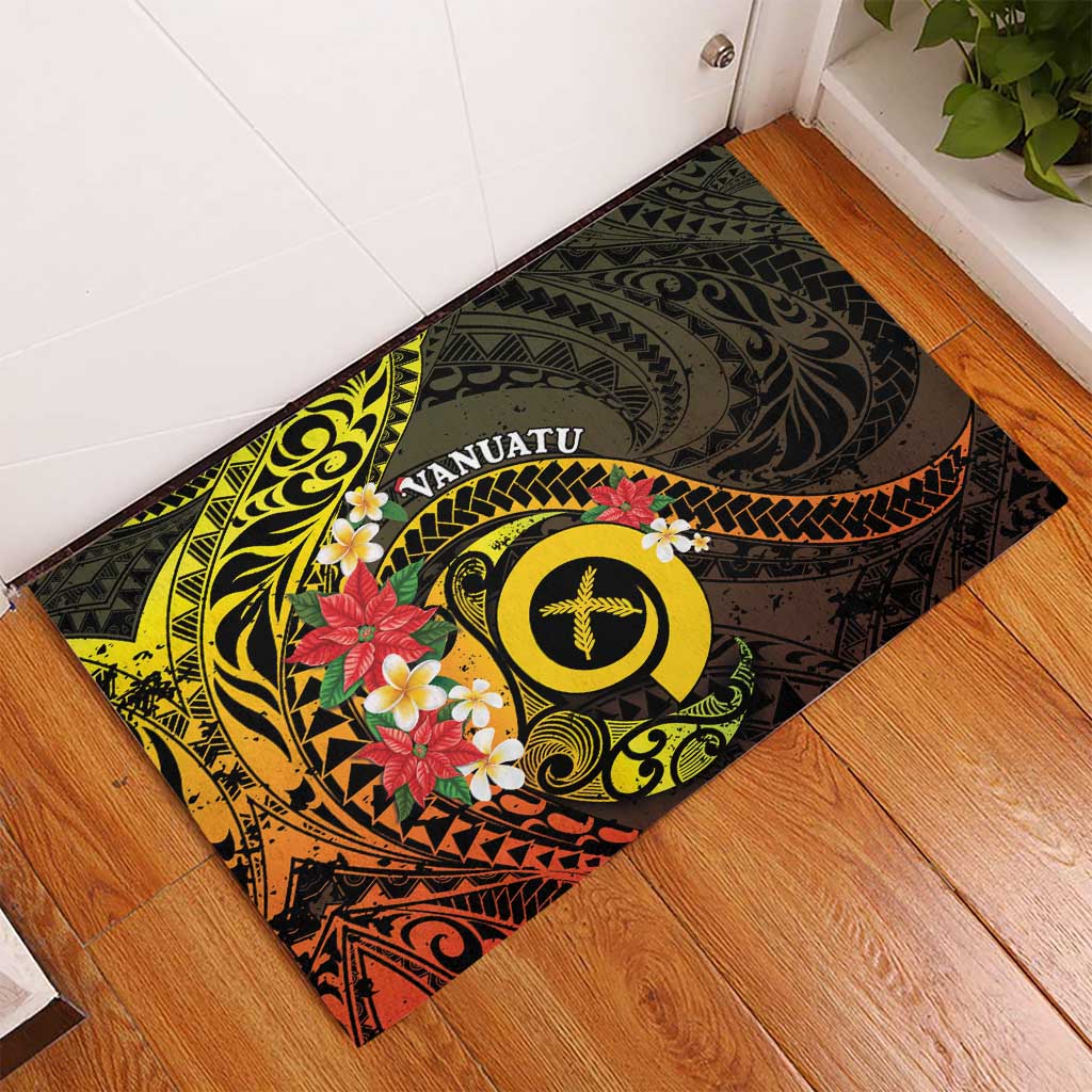 Vanuatu Christmas Rubber Doormat Vanuatuan Pig Tusk - Meri Krismas!