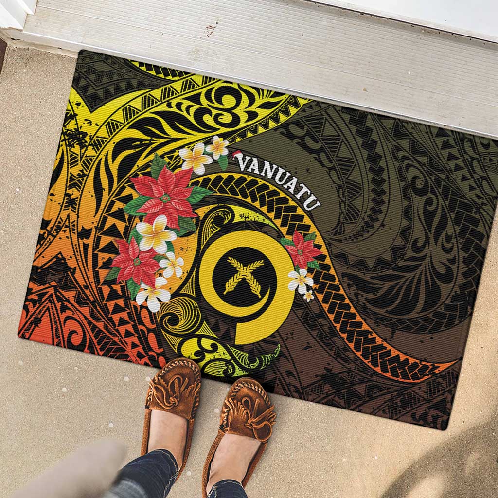 Vanuatu Christmas Rubber Doormat Vanuatuan Pig Tusk - Meri Krismas!