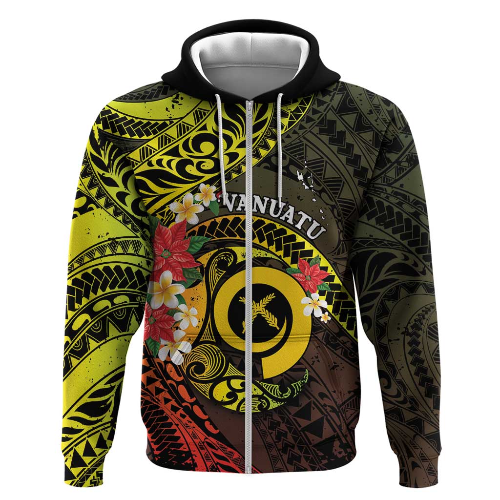 Vanuatu Christmas Zip Hoodie Vanuatuan Pig Tusk - Meri Krismas! LT14 Zip Hoodie Black - Polynesian Pride