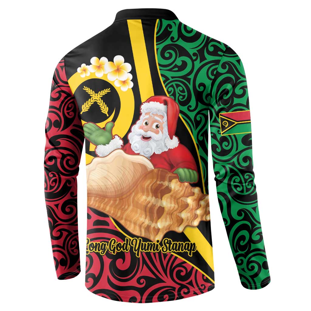 Vanuatu Christmas Button Sweatshirt Vanuatuan Conch Shell - Meri Krismas!