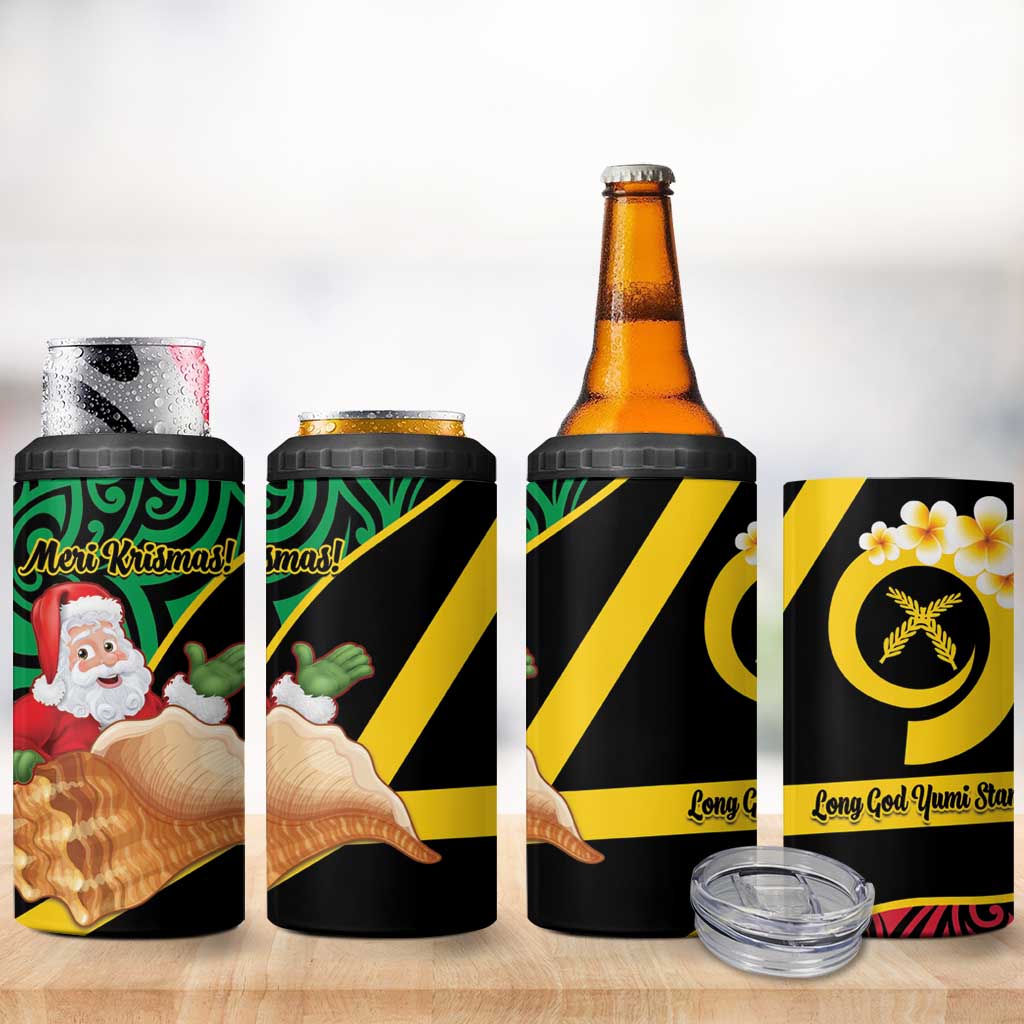 Vanuatu Christmas 4 in 1 Can Cooler Tumbler Vanuatuan Conch Shell - Meri Krismas!