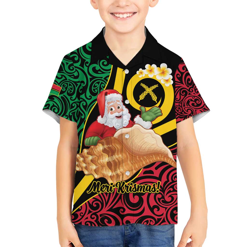 Vanuatu Christmas Family Matching Long Sleeve Bodycon Dress and Hawaiian Shirt Vanuatuan Conch Shell - Meri Krismas!