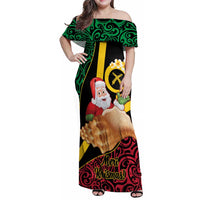 Vanuatu Christmas Family Matching Off Shoulder Maxi Dress and Hawaiian Shirt Vanuatuan Conch Shell - Meri Krismas!