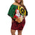 Vanuatu Christmas Family Matching Off Shoulder Short Dress and Hawaiian Shirt Vanuatuan Conch Shell - Meri Krismas!