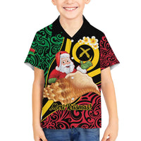 Vanuatu Christmas Family Matching Off Shoulder Short Dress and Hawaiian Shirt Vanuatuan Conch Shell - Meri Krismas!