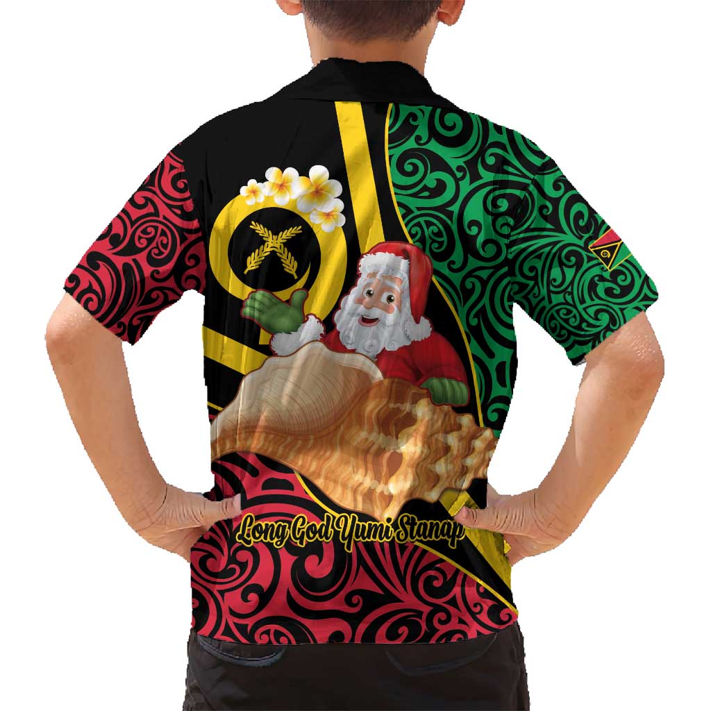 Vanuatu Christmas Family Matching Tank Maxi Dress and Hawaiian Shirt Vanuatuan Conch Shell - Meri Krismas! LT14 - Polynesian Pride