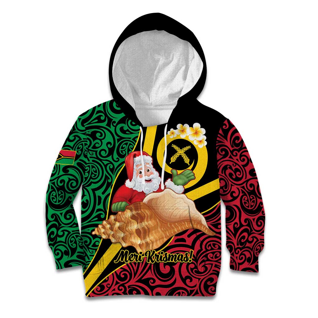 Vanuatu Christmas Kid Hoodie Vanuatuan Conch Shell - Meri Krismas!