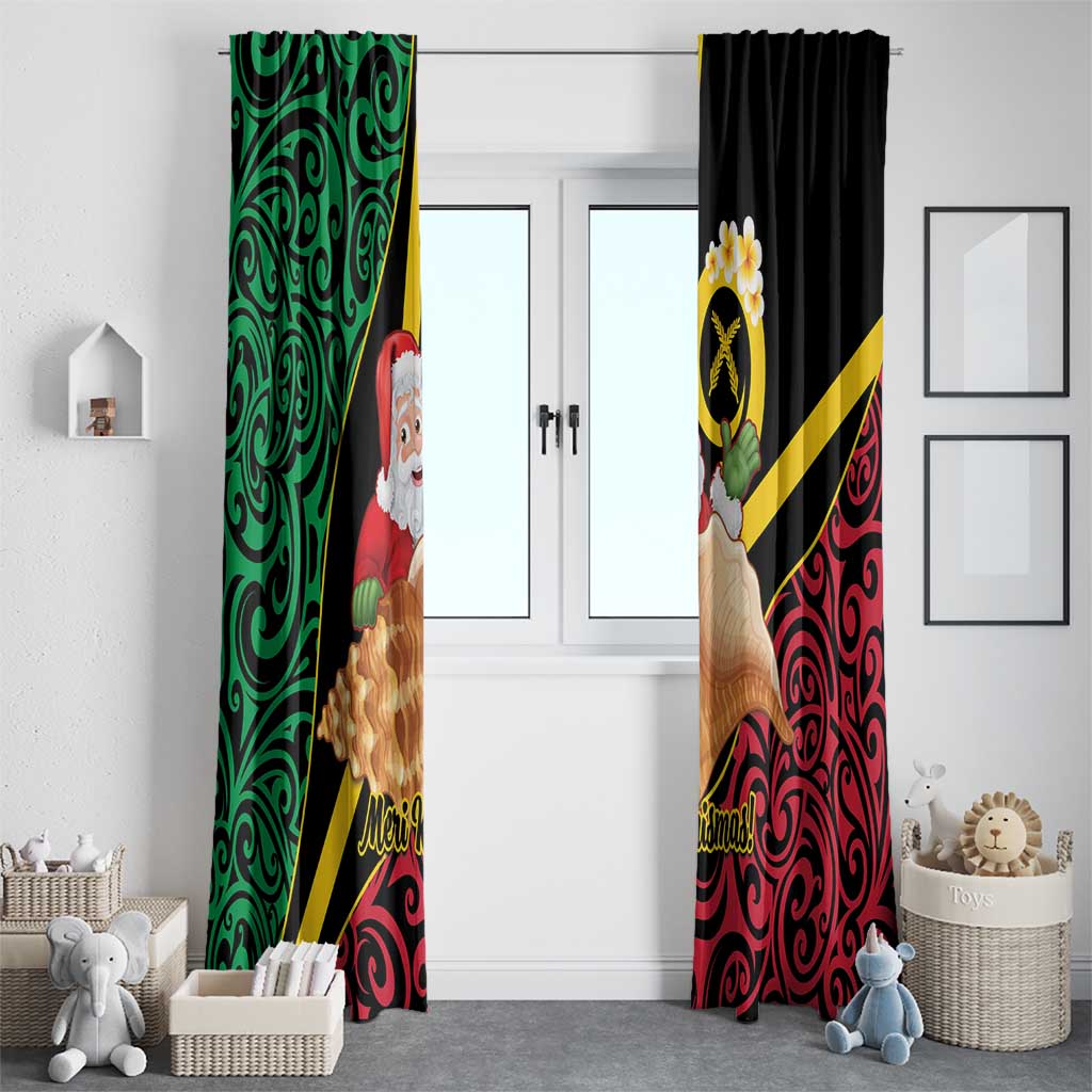 Vanuatu Christmas Window Curtain Vanuatuan Conch Shell - Meri Krismas!