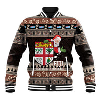 Fiji Christmas Baseball Jacket Fijian Masi Marau na Kerisimasi! - Brown LT14 Unisex Brown - Polynesian Pride