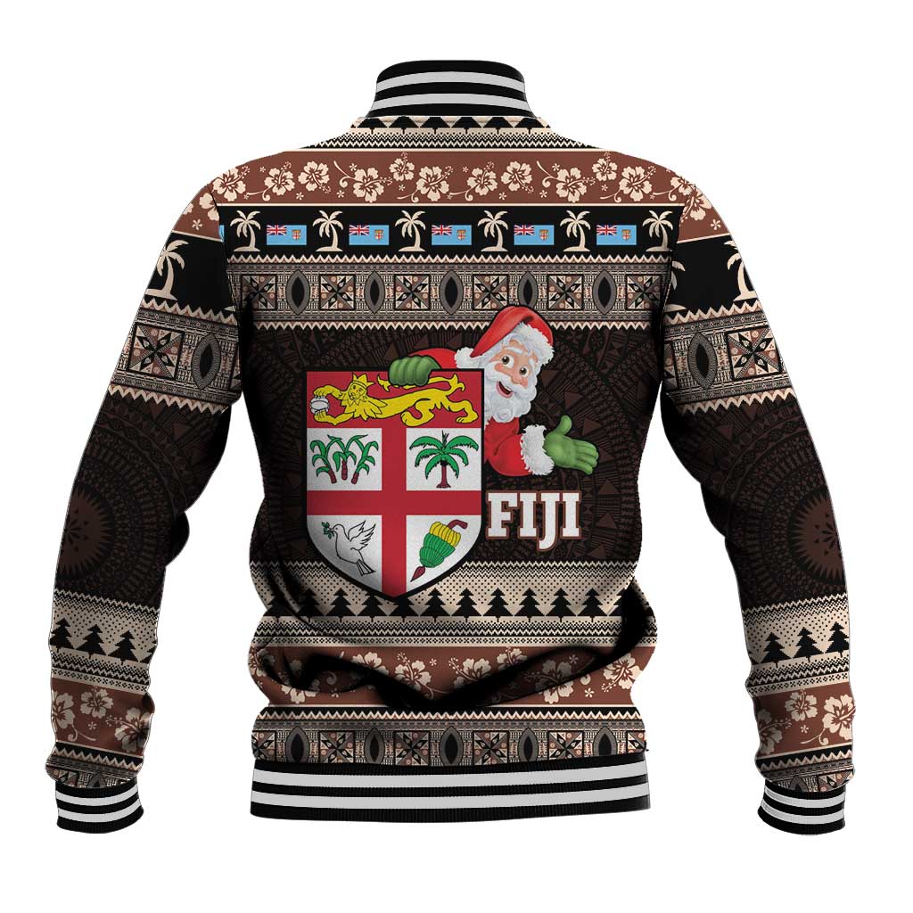 Fiji Christmas Baseball Jacket Fijian Masi Marau na Kerisimasi! - Brown LT14 - Polynesian Pride