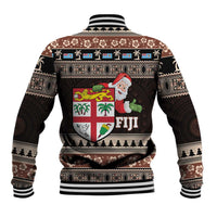 Fiji Christmas Baseball Jacket Fijian Masi Marau na Kerisimasi! - Brown LT14 - Polynesian Pride