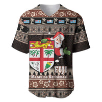 Fiji Christmas Baseball Jersey Fijian Masi Marau na Kerisimasi! - Brown LT14 Brown - Polynesian Pride