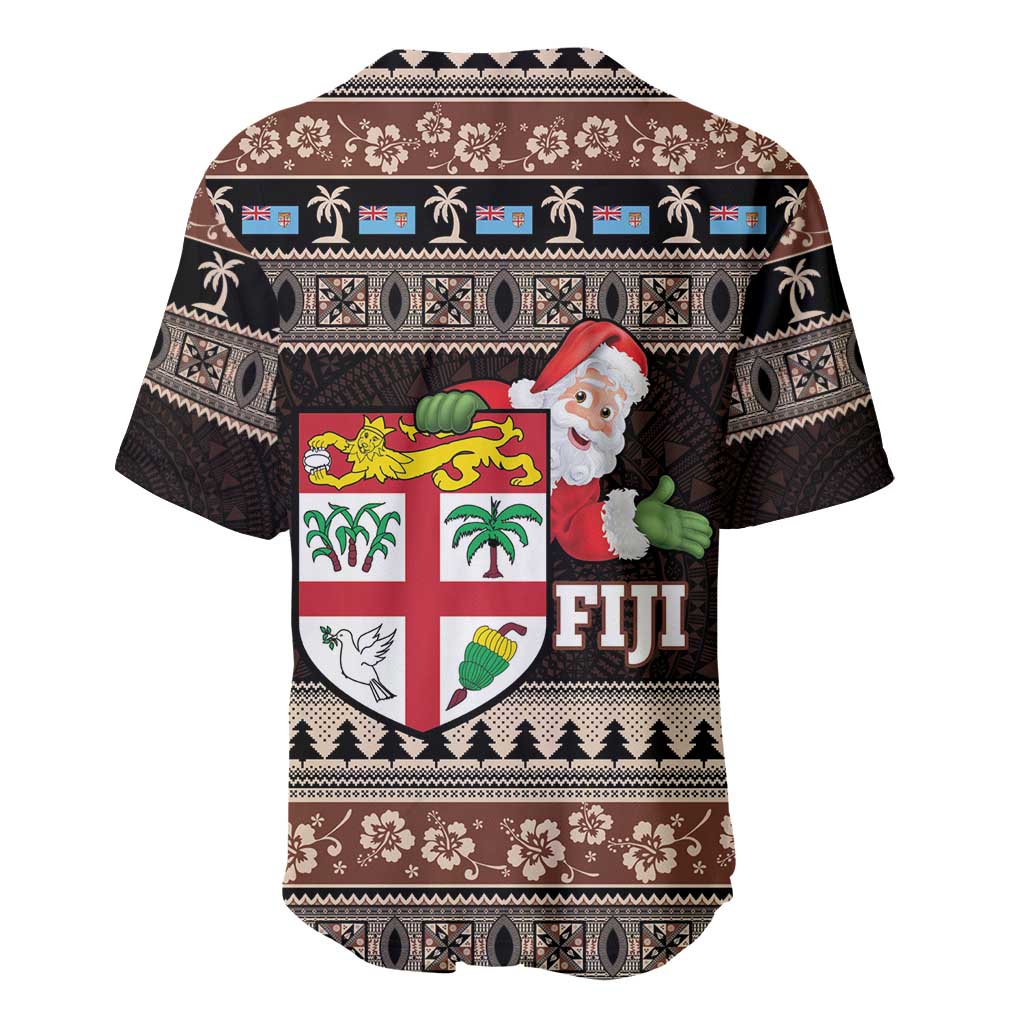 Fiji Christmas Baseball Jersey Fijian Masi Marau na Kerisimasi! - Brown LT14 - Polynesian Pride