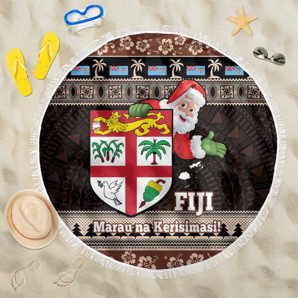 Fiji Christmas Beach Blanket Fijian Masi Marau na Kerisimasi! - Brown LT14 One Size 150cm Brown - Polynesian Pride