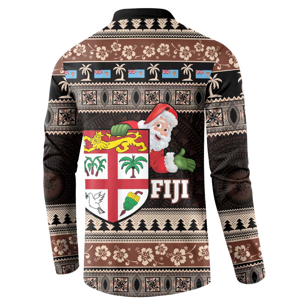 Fiji Christmas Button Sweatshirt Fijian Masi Marau na Kerisimasi! - Brown LT14 - Polynesian Pride