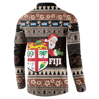 Fiji Christmas Button Sweatshirt Fijian Masi Marau na Kerisimasi! - Brown LT14 - Polynesian Pride