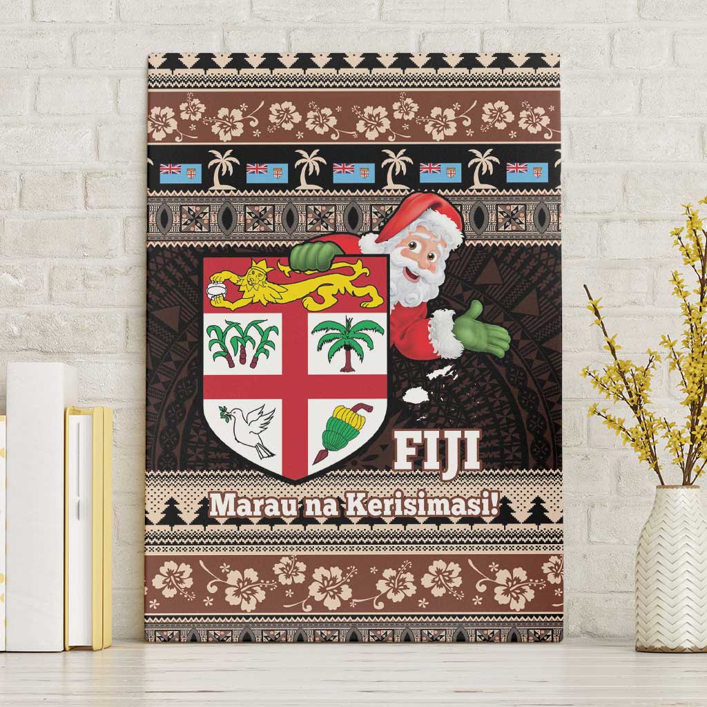 Fiji Christmas Canvas Wall Art Fijian Masi Marau na Kerisimasi! - Brown LT14 Without Frame Brown - Polynesian Pride