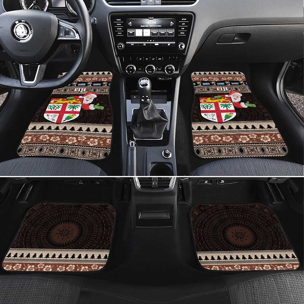 Fiji Christmas Car Mats Fijian Masi Marau na Kerisimasi! - Brown LT14 Set 4pcs Brown - Polynesian Pride
