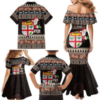 Fiji Christmas Family Matching Mermaid Dress and Hawaiian Shirt Fijian Masi Marau na Kerisimasi! - Brown LT14 - Polynesian Pride