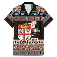 Fiji Christmas Family Matching Mermaid Dress and Hawaiian Shirt Fijian Masi Marau na Kerisimasi! - Brown LT14 Dad's Shirt - Short Sleeve Brown - Polynesian Pride