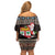 Fiji Christmas Family Matching Off Shoulder Short Dress and Hawaiian Shirt Fijian Masi Marau na Kerisimasi! - Brown