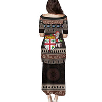 Fiji Christmas Family Matching Puletasi and Hawaiian Shirt Fijian Masi Marau na Kerisimasi! - Brown