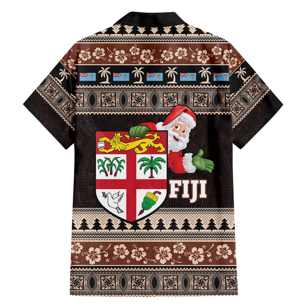 Fiji Christmas Family Matching Tank Maxi Dress and Hawaiian Shirt Fijian Masi Marau na Kerisimasi! - Brown LT14 - Polynesian Pride