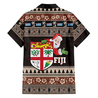 Fiji Christmas Family Matching Tank Maxi Dress and Hawaiian Shirt Fijian Masi Marau na Kerisimasi! - Brown LT14 - Polynesian Pride