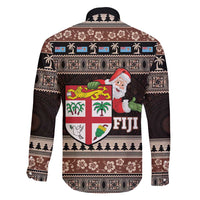 Fiji Christmas Family Matching Tank Maxi Dress and Hawaiian Shirt Fijian Masi Marau na Kerisimasi! - Brown LT14 - Polynesian Pride