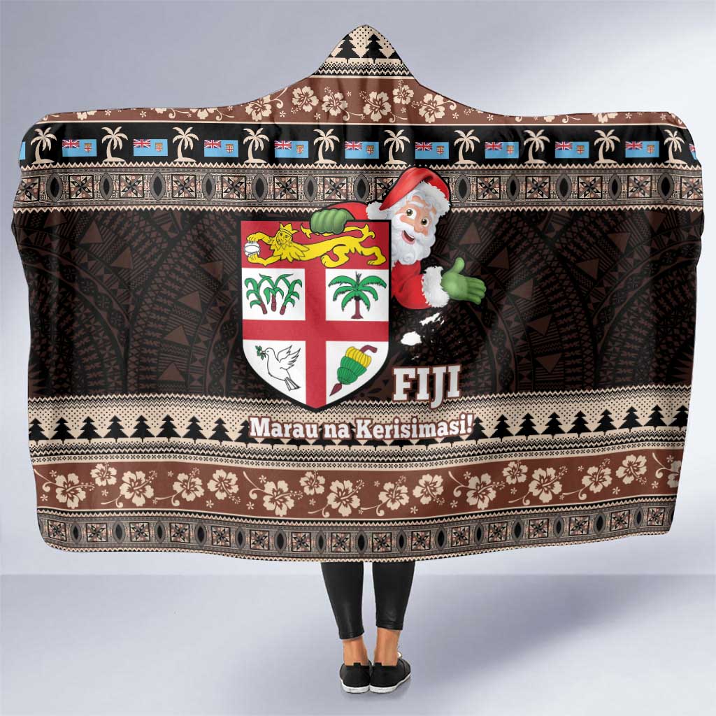 Fiji Christmas Hooded Blanket Fijian Masi Marau na Kerisimasi! - Brown LT14 One Size Brown - Polynesian Pride