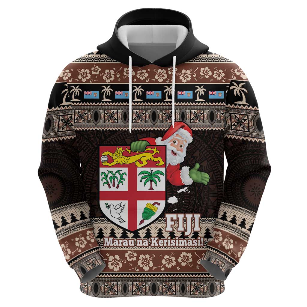 Fiji Christmas Hoodie Fijian Masi Marau na Kerisimasi! - Brown LT14 - Polynesian Pride