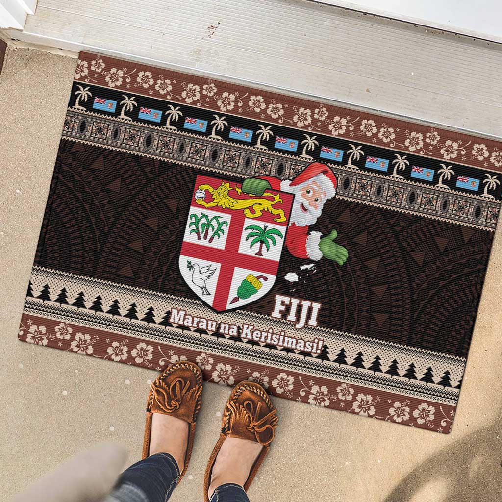 Fiji Christmas Rubber Doormat Fijian Masi Marau na Kerisimasi! - Brown LT14 - Polynesian Pride