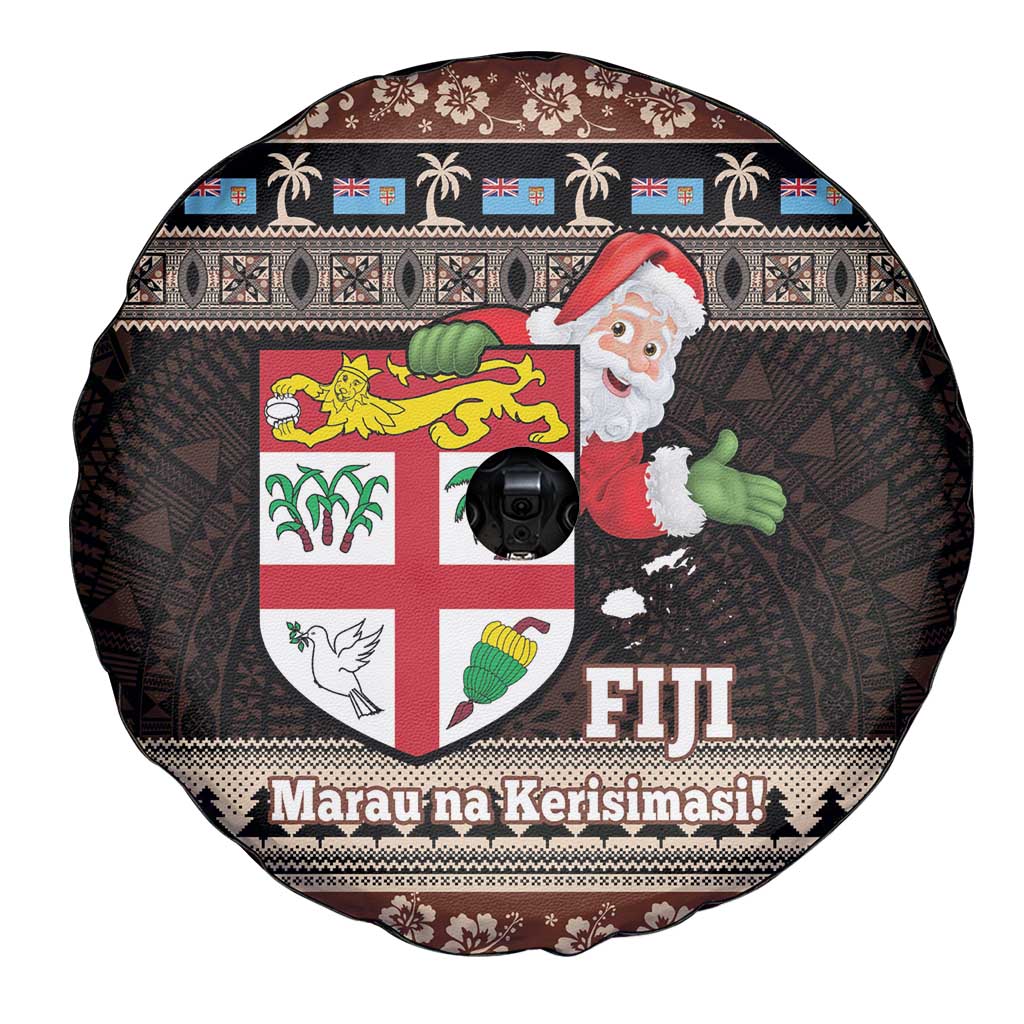 Fiji Christmas Spare Tire Cover Fijian Masi Marau na Kerisimasi! - Brown