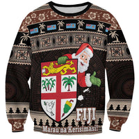 Fiji Christmas Sweatshirt Fijian Masi Marau na Kerisimasi! - Brown LT14 Unisex Brown - Polynesian Pride