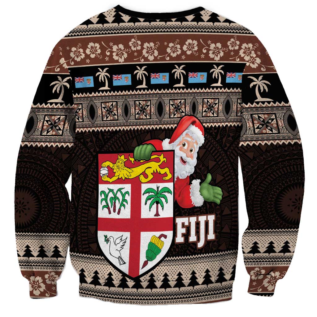 Fiji Christmas Sweatshirt Fijian Masi Marau na Kerisimasi! - Brown LT14 - Polynesian Pride